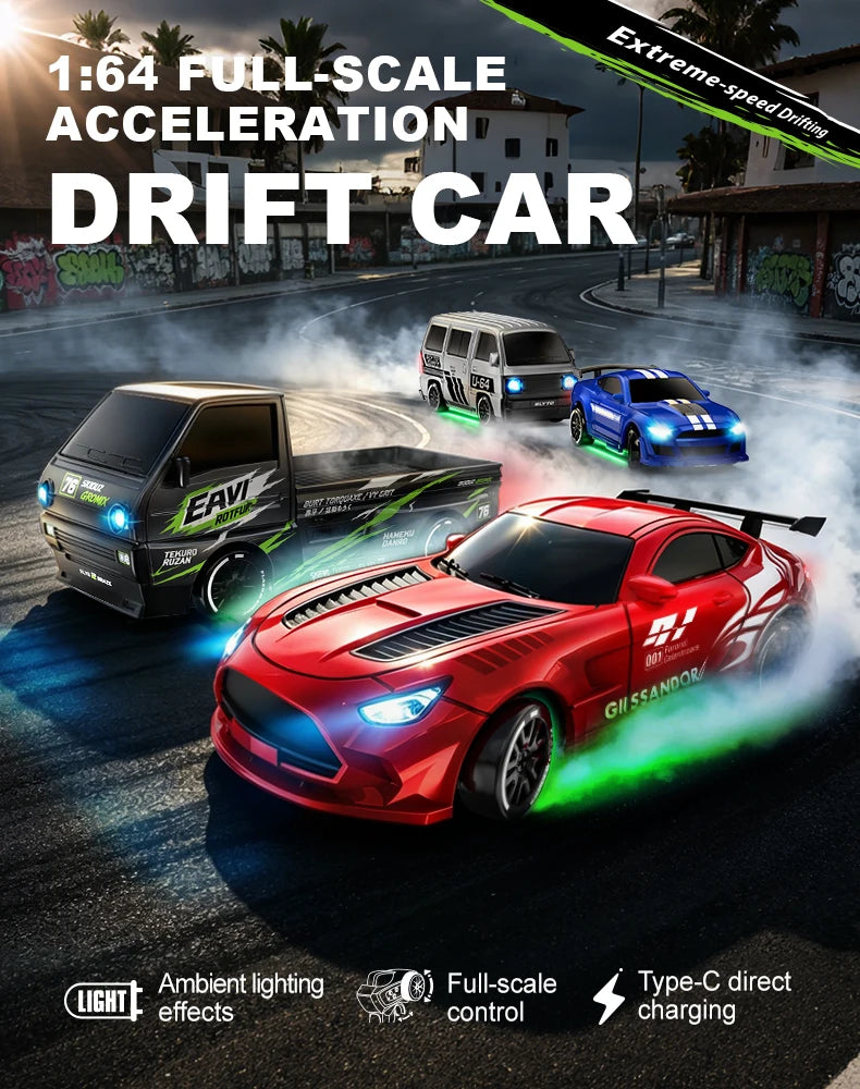 1:64 Scale 4WD Stunt RC Drift Car with Rechargeable Battery