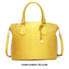 Vintage Croc-Embossed Structured Satchel Handbag