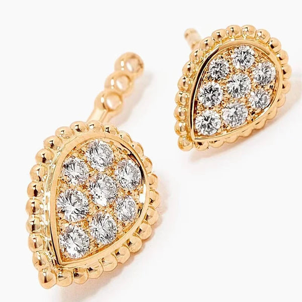 Detachable Double-Eye Gold Plated Stud Earrings