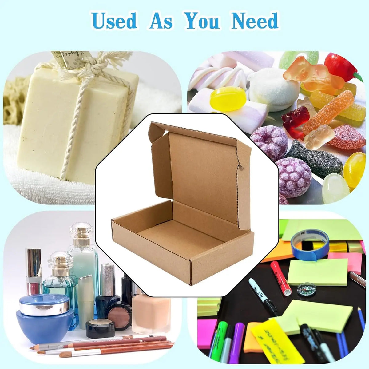 Set of 10 Natural Kraft Cardboard Boxes for Gifts & Storage