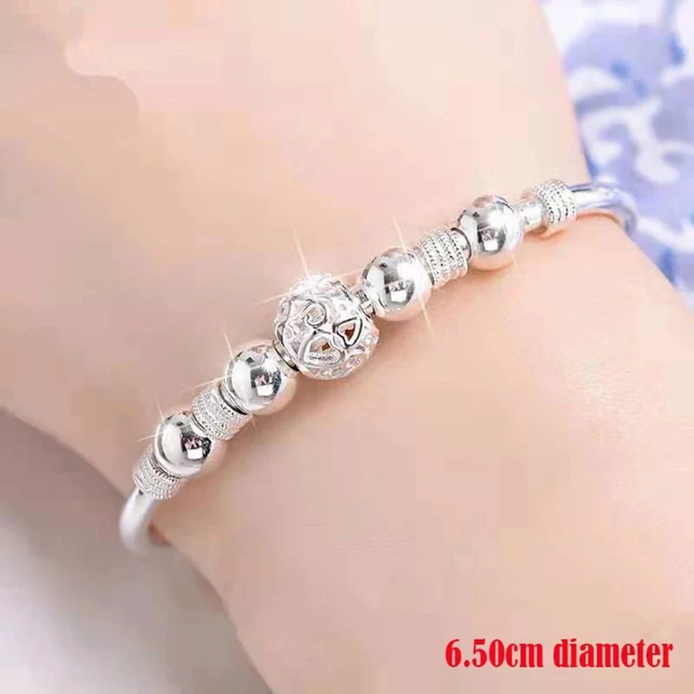 925 Sterling Silver Beaded Bangle for Women