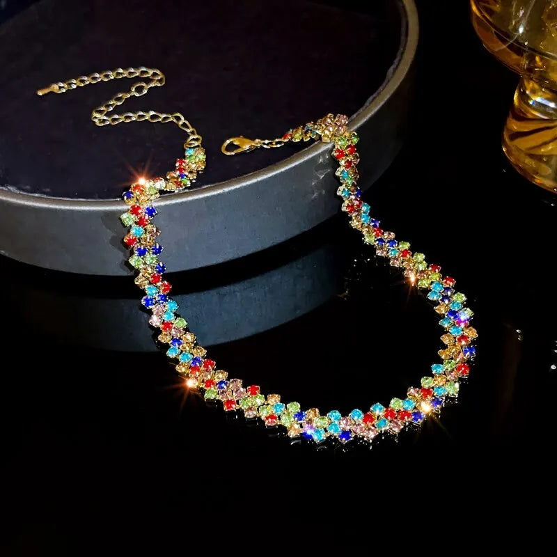 Geometric Rhinestone Choker Necklace