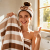 8-Piece Ultra-Soft Microfiber Towel Set with Two-Tone Stripe Design