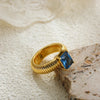 Chunky Gold-Plated Crystal Ring with Geometric Stripes