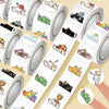 A collection of cute bongo cat stickers in various designs and colors on white rolls.