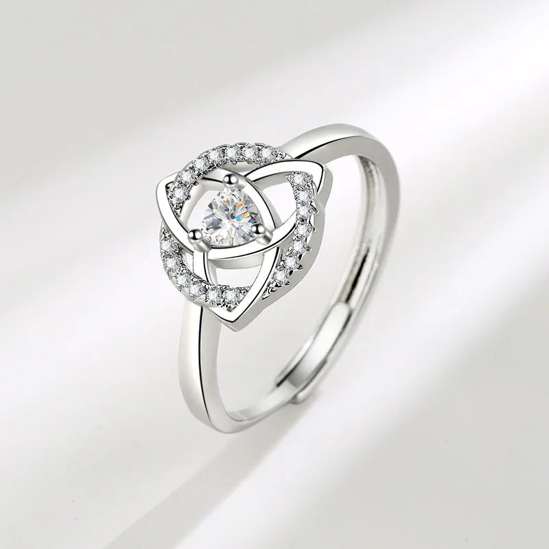 Triquetra Trinity Knot Ring with Cubic Zirconia