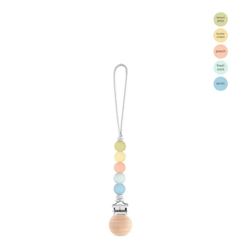 Silicone Baby Pacifier Clip with Wooden Beads