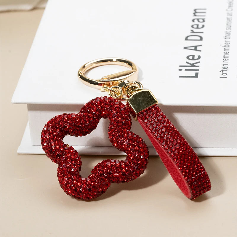 Rhinestone Clover Keychain