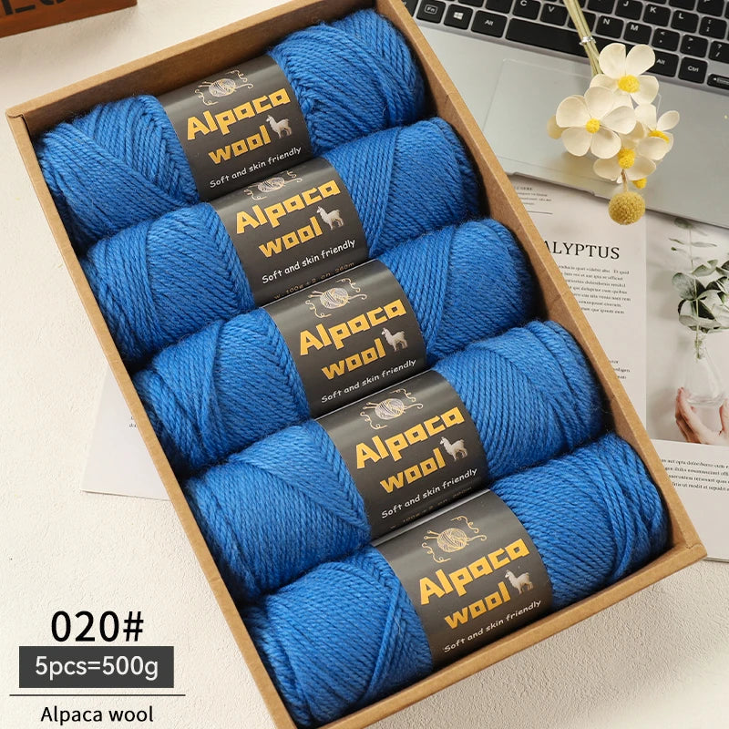 Chunky Alpaca Wool Knitting Yarn – 500g Multi-Color Set for Cozy Winter Projects
