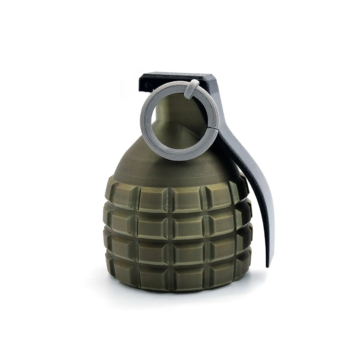 A tactical towel ball cover protector in olive drab with a black strap and silver loop.