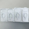 Four clear magnetic cases for iPhone with MagSafe compatibility displayed side by side.
