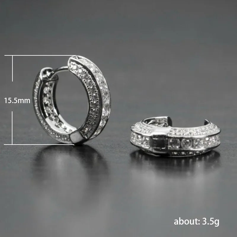 Men's Crystal Cubic Zirconia Hoop Earrings