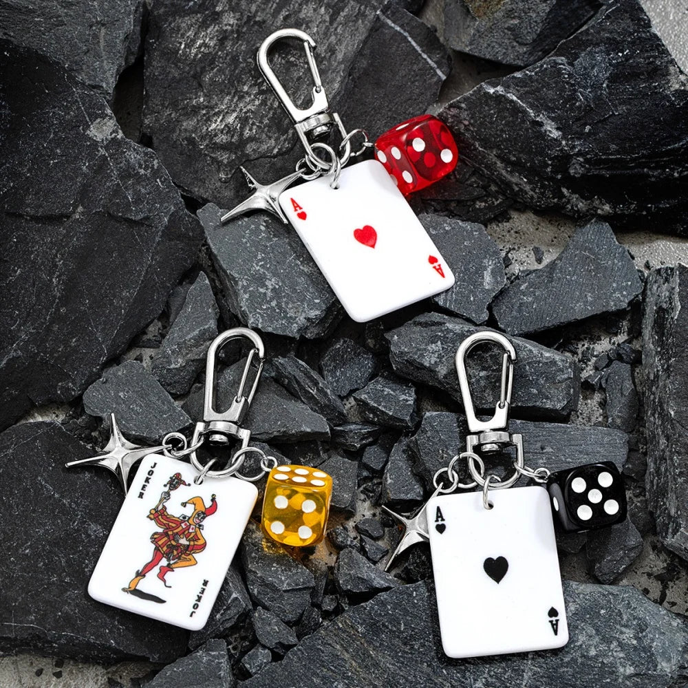 Retro Poker Dice Keychain Charm