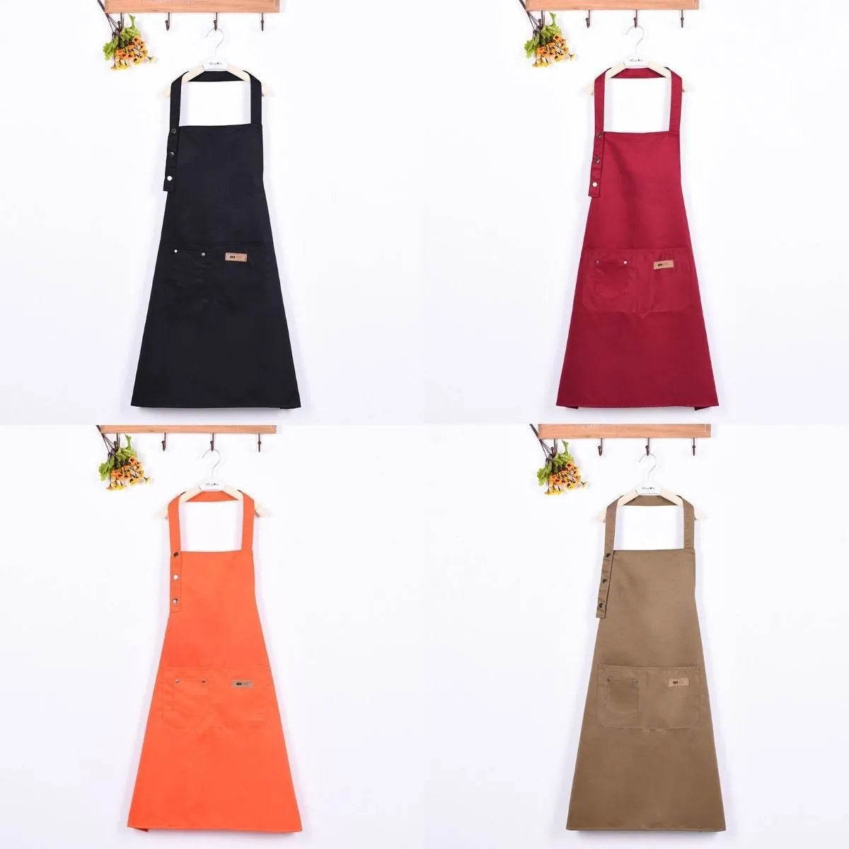 Stain-Resistant Kitchen Apron with Front Pocket