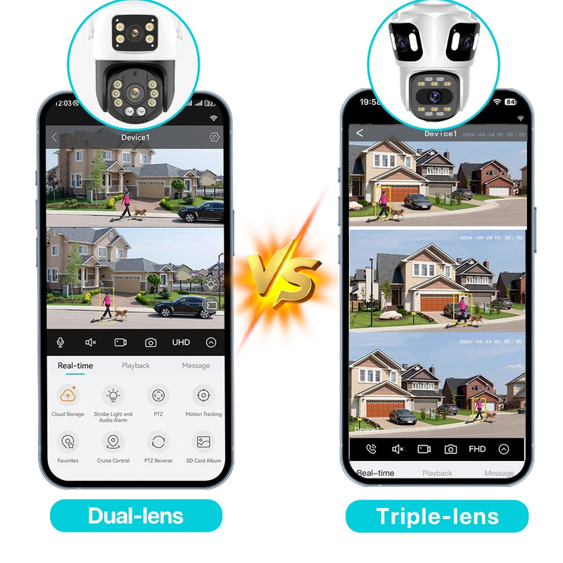 Tri-Lens PTZ WiFi Security Camera with Auto-Tracking