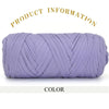 Purple thick polyester blend yarn skein rolled into a cylinder for knitting and crochet
