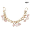 Cherry Blossom Bow Enamel Bag Chain with Heart Charms