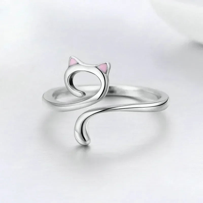 Anillo Guía de Lana con Forma de Gato Ajustable