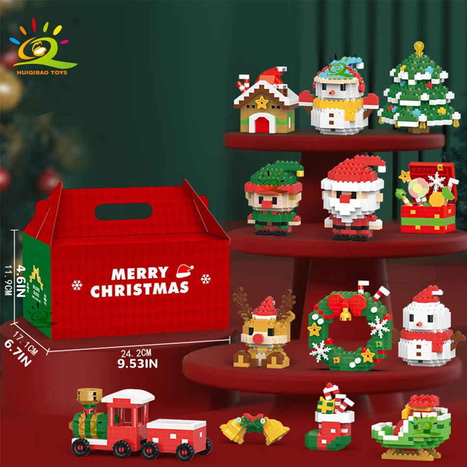 Mini Christmas Tree Building Block Set with Santa, Snowman & Elk
