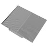 A gray silicone dish drying mat with ribbed texture and heat-resistant edges.