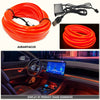 A roll of orange LED neon strip light and a display of its usage in a car interior