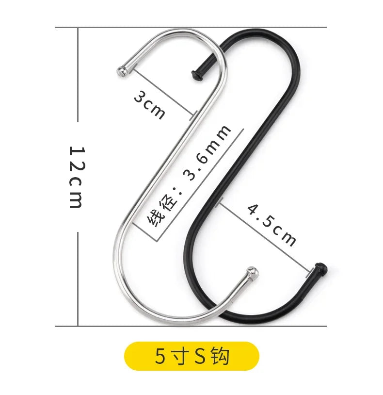 Stainless Steel S Hooks for Kitchen, Bathroom & Organizing