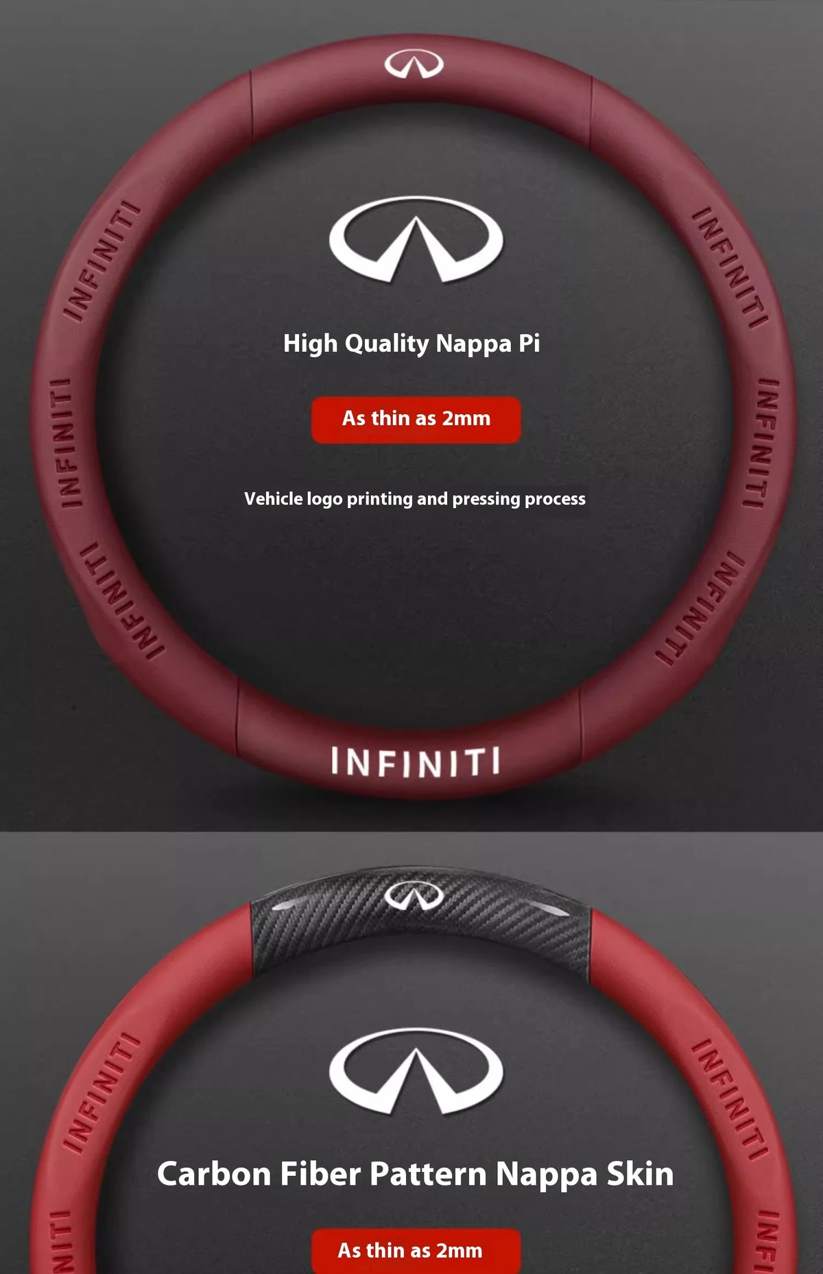 Carbon Fiber Leather Steering Wheel Cover for Infiniti Models