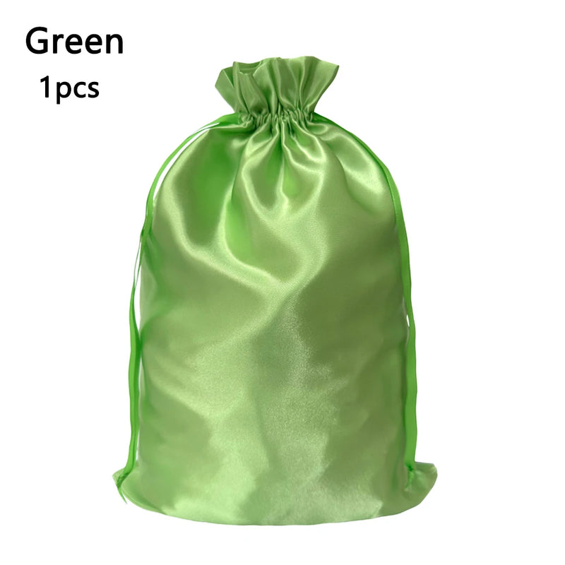 Satin Wig Storage Bags with Drawstring Closure