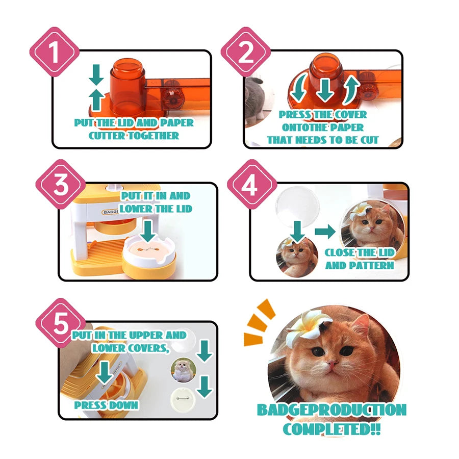 DIY Pin Badge Maker Kit for Kids with 48 Patterns