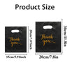 Two black thank you gift bags with handles shown side by side, illustrating the product size.