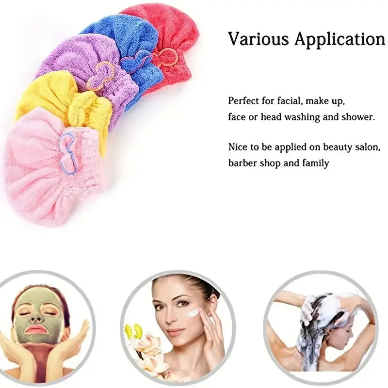 Quick-Dry Microfiber Shower Cap with Bowtie Detail