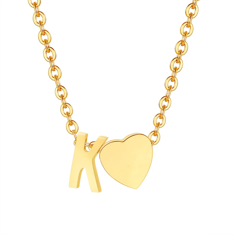 Dainty Heart Initial Necklace