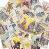 A collection of classic tarot cards featuring various figures and symbols.