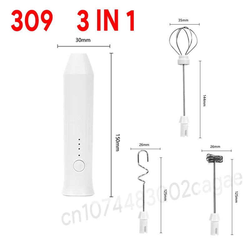 Wireless USB-C Milk Frother & Handheld Blender – Stainless Steel