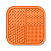 Orange silicone lick mat for dogs and cats with suction cups