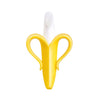 Yellow banana-shaped silicone baby teether and training toothbrush