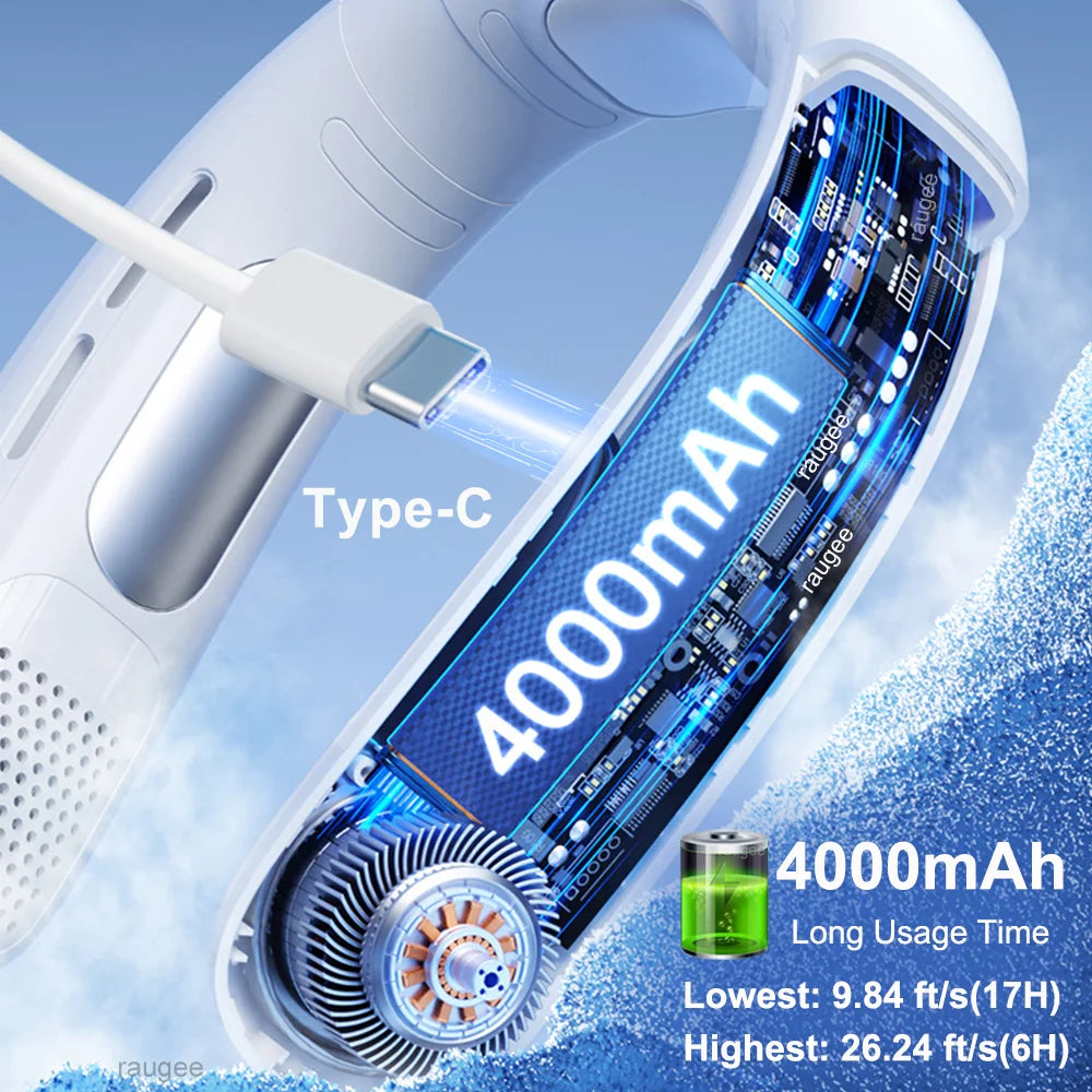 Portable Neck Cooler Fan with LED Display