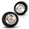 A pair of clear fog light assemblies for a 2010-2013 Chevy Camaro, showing the lens and mounting ring.