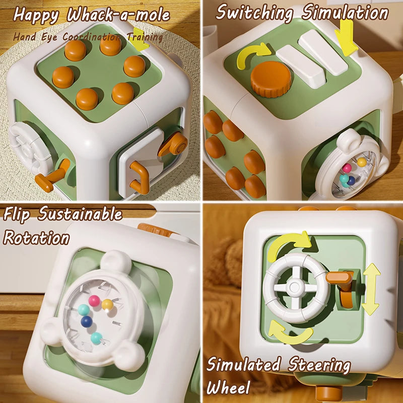 Montessori 6-in-1 Activity Cube for Toddlers – Sensory Busy Board & Learning Toy
