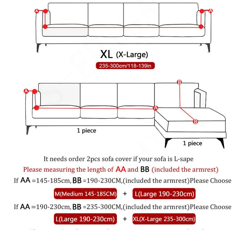 Printed L-Shape Sofa Cover with Elastic Edge