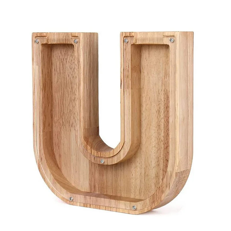 Wooden Alphabet Piggy Bank – Educational Coin Savings Box