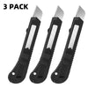 3-Pack Retractable Utility Knife Set with 10 Replacement Blades