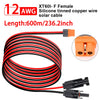 A coil of red and black silicone tinned copper wire solar cable XT60I-F female for solar panel to battery pack adapter.