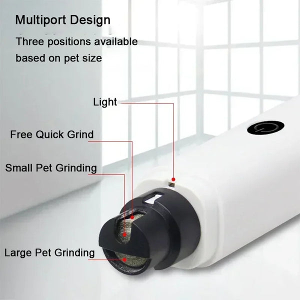 Quiet Electric Pet Nail Grinder with USB Rechargeable Battery & LED Light