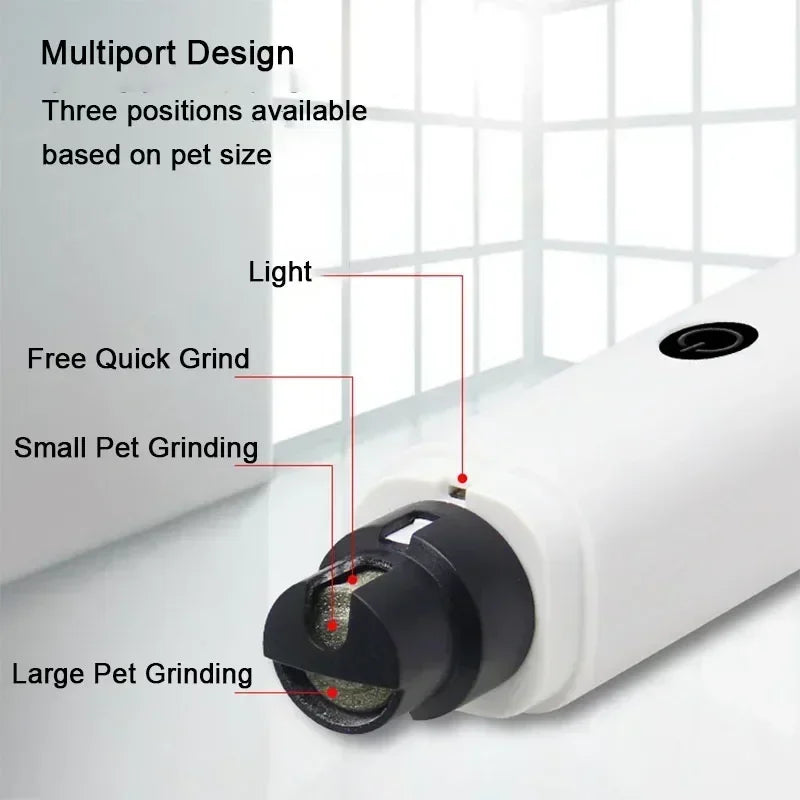 Quiet Electric Pet Nail Grinder with USB Rechargeable Battery & LED Light