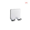 A silver aluminum wall-mounted adhesive razor holder with mounting brackets.