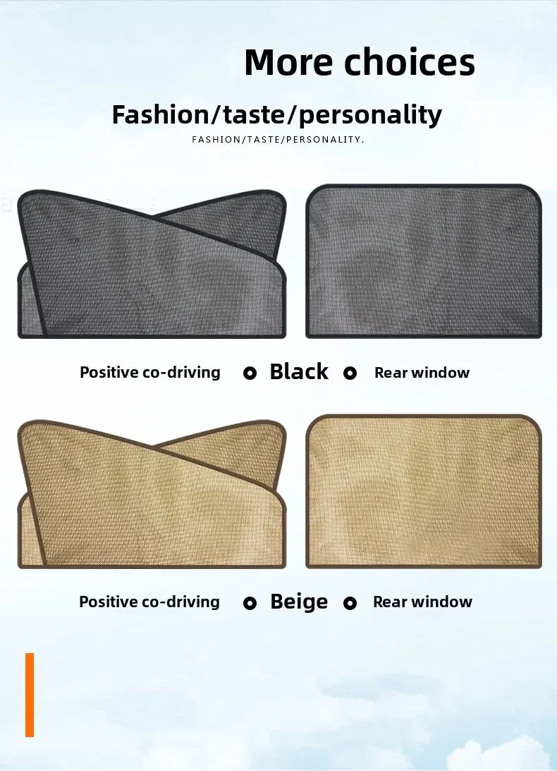 Magnetic Mesh Car Window Sunshade Set – UV Protection & Privacy