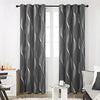 Silver Wave Pattern Blackout Curtains with Thermal Insulation and Noise Reduction