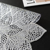 Clear white PVC table runner and placemat set with an ornate floral lace design