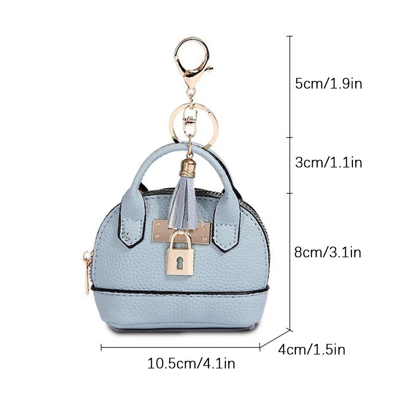 Mini Leather-Look Coin Purse with Keychain